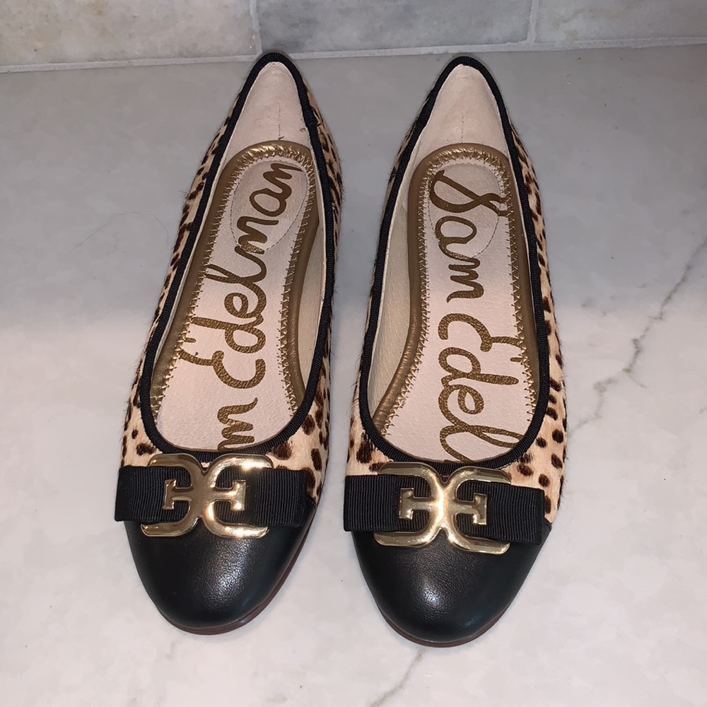 NWOT Sassy Real Fur Leather Ballet Flats Tiny 0.6” Heel Sam Edelman -